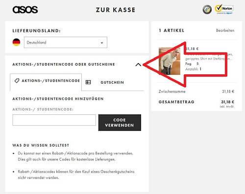 So lösen Sie einen ASOS Gutschein/Rabattcode richtig ein